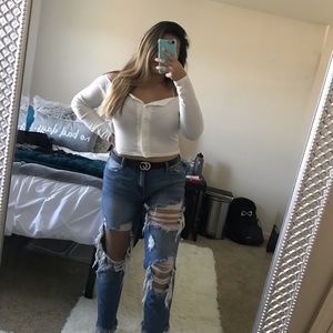 White Off the Shoulder Crop Top